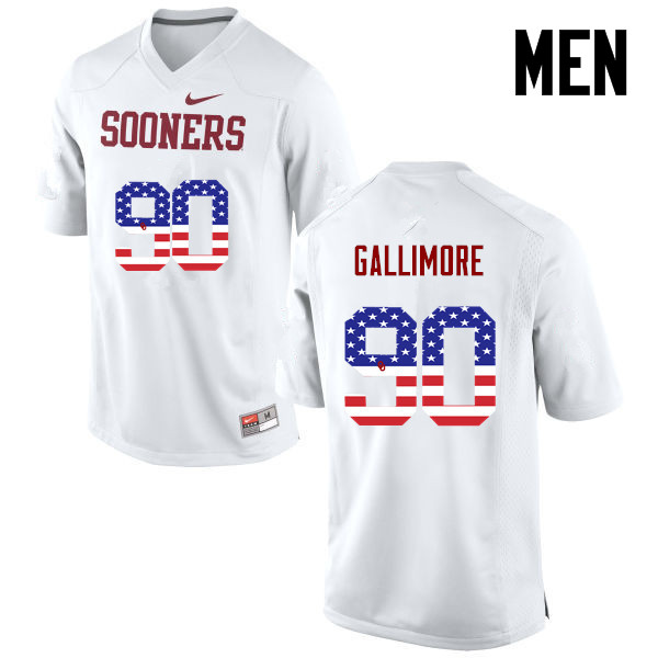 Oklahoma Sooners #90 Neville Gallimore College Football USA Flag Fashion Jerseys-White